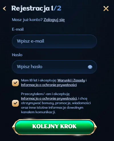 Millioner Casino - logowanie